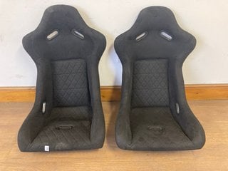 PAIR OF SPORTS SEAT IN PLUS BLACK FABRIC AND FIBREGLASS COMBINED RRP £420: LOCATION - A1