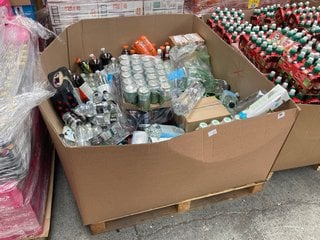 PALLET OF ASSORTED DRINKS TO INCLUDE HARROGATE SPRING WATER (B.B DATE 08.2026): LOCATION - B2 (KERBSIDE PALLET DELIVERY)