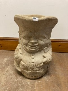 (COLLECTION ONLY) DECORATIVE TOBY JUG STYLE STONE GARDEN PLANTER: LOCATION - B3