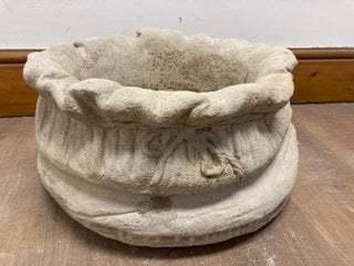 (COLLECTION ONLY) LARGE SACK SHAPED STONE GARDEN PLANTER: LOCATION - B3