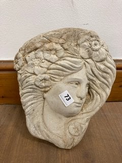 (COLLECTION ONLY) DECORATIVE LADY'S FACE STONE WALL PLACK: LOCATION - B3