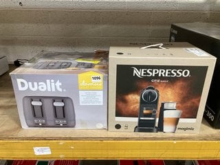 NESPRESSO CITIZ & MILK COFFEE MACHINE IN BLACK TO INCLUDE DUALIT DOMUS 4-SLOT TOASTER IN WHITE: LOCATION - AR7