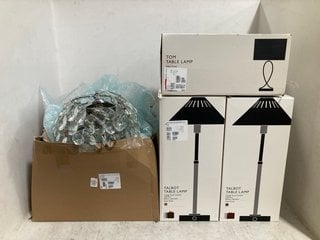 5 X ASSORTED LIGHTING ITEMS TO INCLUDE JOHN LEWIS & PARTNERS TALBOT TABLE LAMP WITH METAL SHADE: LOCATION - AR16