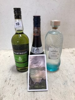 3 X ASSORTED ALCOHOLIC DRINKS TO INCLUDE ISLE OF HARRIS GIN INFUSED WITH SUGAR KELP 70CL ALC 45% (WE OPERATE A CHALLENGE 25 POLICY. 18+ ID MAY BE REQUIRED UPON COLLECTION/DELIVERY, E.G. A VALID PASSP