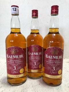 (COLLECTION ONLY) 3 X BALMUIR BLENDED SCOTCH WHISKEY 1L ALC 40% (WE OPERATE A CHALLENGE 25 POLICY. 18+ ID MAY BE REQUIRED UPON COLLECTION/DELIVERY, E.G. A VALID PASSPORT OR PHOTO DRIVING LICENCE.): L