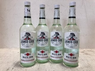 4 X JAMES COOK WHITE RUM 70CL ALC 37.5% (WE OPERATE A CHALLENGE 25 POLICY. 18+ ID MAY BE REQUIRED UPON COLLECTION/DELIVERY, E.G. A VALID PASSPORT OR PHOTO DRIVING LICENCE.): LOCATION - PB