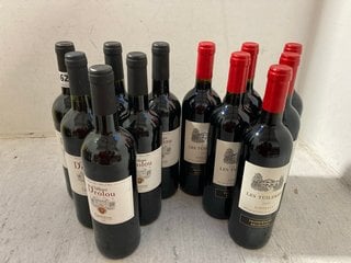 12 X ASSORTED BOTTLES OF WINE TO INCLUDE CHÂTEAU LES TUILERIES BORDEAUX 75CL ALC 13% (WE OPERATE A CHALLENGE 25 POLICY. 18+ ID MAY BE REQUIRED UPON COLLECTION/DELIVERY, E.G. A VALID PASSPORT OR PHOTO