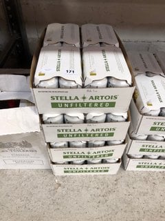 (COLLECTION ONLY) 4 X CASES OF 24 X STELLA ARTOIS UNFILTERED 330ML CANS ALC 5% BBE JAN 25 (WE OPERATE A CHALLENGE 25 POLICY. 18+ ID MAY BE REQUIRED UPON COLLECTION/DELIVERY, E.G. A VALID PASSPORT OR