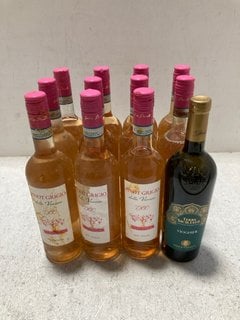 12 X ASSORTED BOTTLES OF WINE TO INCLUDE TERRE SICILIANE VIOGNIER 75CL ALC 12.5% (WE OPERATE A CHALLENGE 25 POLICY. 18+ ID MAY BE REQUIRED UPON COLLECTION/DELIVERY, E.G. A VALID PASSPORT OR PHOTO DRI