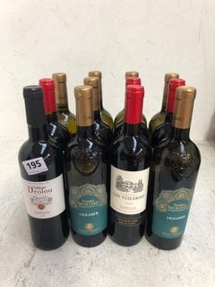 12 X ASSORTED BOTTLES OF WINE TO INCLUDE TERRE SICILIANE VIOGNIER WHITE WINE 75CL ALC 12.5% (WE OPERATE A CHALLENGE 25 POLICY. 18+ ID MAY BE REQUIRED UPON COLLECTION/DELIVERY, E.G. A VALID PASSPORT O