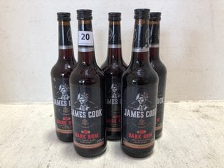 5 X JAMES COOK DARK RUM 70CL ALC 37.5% (WE OPERATE A CHALLENGE 25 POLICY. 18+ ID MAY BE REQUIRED UPON COLLECTION/DELIVERY, E.G. A VALID PASSPORT OR PHOTO DRIVING LICENCE.): LOCATION - PB