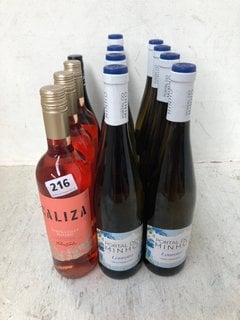 12 X ASSORTED BOTTLES OF WINE TO INCLUDE CALIZA TEMPRANILLO ROSADO ROSE WINE 75CL 13.5% ALC VOL (WE OPERATE A CHALLENGE 25 POLICY. 18+ ID MAY BE REQUIRED UPON COLLECTION/DELIVERY, E.G. A VALID PASSPO