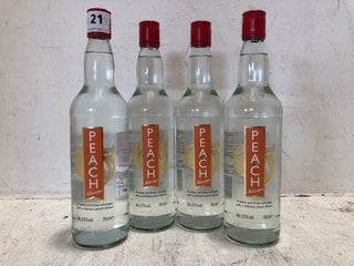 4 X PEACH SCHNAPPS 70CL ALC 15% (WE OPERATE A CHALLENGE 25 POLICY. 18+ ID MAY BE REQUIRED UPON COLLECTION/DELIVERY, E.G. A VALID PASSPORT OR PHOTO DRIVING LICENCE.): LOCATION - PB