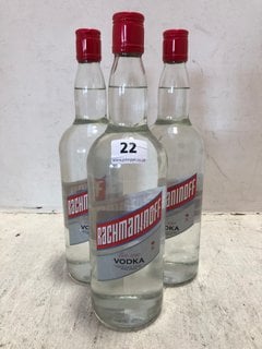 (COLLECTION ONLY) 3 X RACHMANINOFF VODKA 1L ALC 37.5% (WE OPERATE A CHALLENGE 25 POLICY. 18+ ID MAY BE REQUIRED UPON COLLECTION/DELIVERY, E.G. A VALID PASSPORT OR PHOTO DRIVING LICENCE.): LOCATION -