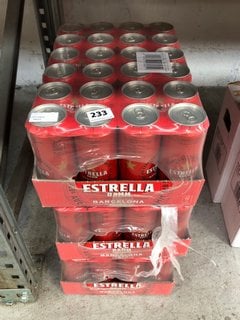 (COLLECTION ONLY) 3 X CASES OF ESTRELLA DAMM BARCELONA LAGER 4 PACKS - EACH CAN 500ML 4.6% ALC VOL - BBE 15/11/2024 (WE OPERATE A CHALLENGE 25 POLICY. 18+ ID MAY BE REQUIRED UPON COLLECTION/DELIVERY,