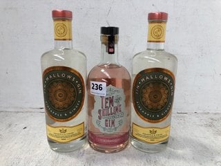 3 X ASSORTED BOTTLES OF GIN TO INCLUDE SMALL BATCH TEN SHILLING GIN PINK GRAPEFRUIT FLAVOUR 70CL 40 % ALC VOL (WE OPERATE A CHALLENGE 25 POLICY. 18+ ID MAY BE REQUIRED UPON COLLECTION/DELIVERY, E.G.