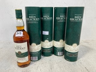 4 X BOTTLES OF BEN BRACKEN 19 YEARS OLD ISLAY SINGLE MALT SCOTCH WHISKY 70CL 43% ALC VOL (WE OPERATE A CHALLENGE 25 POLICY. 18+ ID MAY BE REQUIRED UPON COLLECTION/DELIVERY, E.G. A VALID PASSPORT OR P