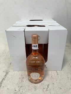 12 X BOTTLES OF MONALIE COTES DE PROVENCE ROSE WINE 75CL 13% ALC VOL (PLEASE NOTE IF YOU OPT TO HAVE THIS LOT DELIVERED, THE BOX WILL NOT BE INCLUDED), WE OPERATE A CHALLENGE 25 POLICY. 18+ ID MAY BE