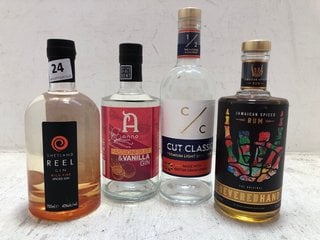 4 X ASSORTED ALCOHOLIC DRINKS TO INCLUDE SHETLAND REEL WILD FIRE SPICED GIN 70CL ALC 40% (WE OPERATE A CHALLENGE 25 POLICY. 18+ ID MAY BE REQUIRED UPON COLLECTION/DELIVERY, E.G. A VALID PASSPORT OR P