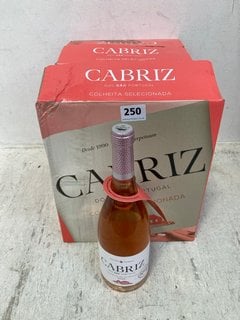 12 X BOTTLES OF CABRIZ DOC DAO PORTUGAL ROSE WINE 750ML 12.5% ALC VOL (PLEASE NOTE IF YOU OPT TO HAVE THIS LOT DELIVERED, THE BOX WILL NOT BE INCLUDED), WE OPERATE A CHALLENGE 25 POLICY. 18+ ID MAY B