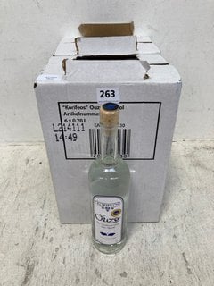 12 X BOTTLES OF KORIFEOS OUZO TRADITIONAL GREEK APERITIF SPIRIT 70CL 40% ALC VOL (PLEASE NOTE IF YOU OPT TO HAVE THIS LOT DELIVERED, THE BOX WILL NOT BE INCLUDED), WE OPERATE A CHALLENGE 25 POLICY. 1