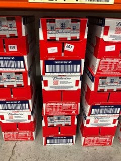 (COLLECTION ONLY) 3 X 15 BOTTLE CASES OF BUDWEISER LAGER BEER - EACH BOTTLE 300ML 4.5% ALC VOL - BBE MAY 2025 (WE OPERATE A CHALLENGE 25 POLICY. 18+ ID MAY BE REQUIRED UPON COLLECTION/DELIVERY, E.G.