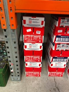 (COLLECTION ONLY) 3 X 15 BOTTLE CASES OF BUDWEISER LAGER BEER - EACH BOTTLE 300ML 4.5% ALC VOL - BBE MAY 2025 (WE OPERATE A CHALLENGE 25 POLICY. 18+ ID MAY BE REQUIRED UPON COLLECTION/DELIVERY, E.G.