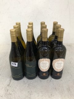 12 X ASSORTED BOTTLES OF WINE TO INCLUDE RIVER TERRACE RESERVE SAUVIGNON BLANC 2022 WHITE WINE 75CL 13% ALC VOL (WE OPERATE A CHALLENGE 25 POLICY. 18+ ID MAY BE REQUIRED UPON COLLECTION/DELIVERY, E.G