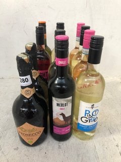 12 X ASSORTED BOTTLES OF WINE TO INCLUDE CHENIN BLANC SOUTH AFRICA WHITE WINE 75CL 12.5% ALC VOL (WE OPERATE A CHALLENGE 25 POLICY. 18+ ID MAY BE REQUIRED UPON COLLECTION/DELIVERY, E.G. A VALID PASSP