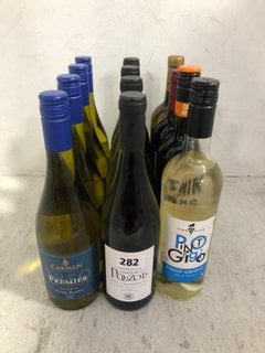 12 X ASSORTED BOTTLES OF WINE TO INCLUDE SOLIERA TEMPRANILLO LA MANCHA RED WINE 75CL 12% ALC VOL (WE OPERATE A CHALLENGE 25 POLICY. 18+ ID MAY BE REQUIRED UPON COLLECTION/DELIVERY, E.G. A VALID PASSP