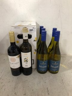 12 X ASSORTED BOTTLES OF WINE TO INCLUDE SOL DE CHILE MERLOT 2020 RED WINE 75CL 13.5% ALC VOL (PLEASE NOTE IF YOU OPT TO HAVE THIS LOT DELIVERED, THE BOX WILL NOT BE INCLUDED), WE OPERATE A CHALLENGE