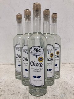 5 X BOTTLES OF KORIFEOS OUZO TRADITIONAL GREEK APERITIF SPIRIT 70CL 40% ALC VOL (WE OPERATE A CHALLENGE 25 POLICY. 18+ ID MAY BE REQUIRED UPON COLLECTION/DELIVERY, E.G. A VALID PASSPORT OR PHOTO DRIV