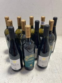 12 X ASSORTED BOTTLES OF WINE TO INCLUDE TERRE SICILIANE VIOGNIER 2022 75CL ALC 12.5% (WE OPERATE A CHALLENGE 25 POLICY. 18+ ID MAY BE REQUIRED UPON COLLECTION/DELIVERY, E.G. A VALID PASSPORT OR PHOT