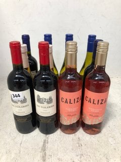 12 X ASSORTED BOTTLES OF WINE TO INCLUDE CALIZA TEMPRANILLO ROSADO ROSE WINE 75CL 13.5% ALC VOL (WE OPERATE A CHALLENGE 25 POLICY. 18+ ID MAY BE REQUIRED UPON COLLECTION/DELIVERY, E.G. A VALID PASSPO