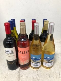 12 X ASSORTED BOTTLES OF WINE TO INCLUDE CALIZA TEMPRANILLO ROSADO ROSE WINE 75CL 13.5% ALC VOL (WE OPERATE A CHALLENGE 25 POLICY. 18+ ID MAY BE REQUIRED UPON COLLECTION/DELIVERY, E.G. A VALID PASSPO