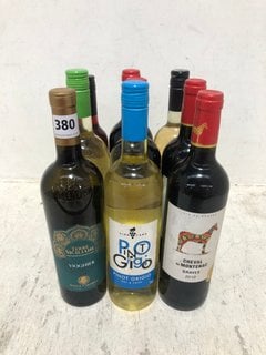 9 X ASSORTED BOTTLES OF WINE TO INCLUDE VINEYARD PINOT GRIGIO DRY & CRISP WHITE WINE 75CL 11.5% ALC VOL (WE OPERATE A CHALLENGE 25 POLICY. 18+ ID MAY BE REQUIRED UPON COLLECTION/DELIVERY, E.G. A VALI