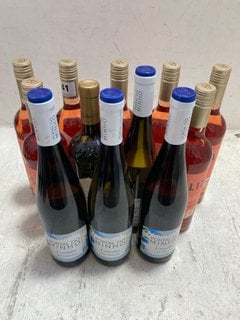 12 X ASSORTED BOTTLES OF WINE TO INCLUDE CALIZA TEMPRANILLO ROSADO 2022 75CL ALC 13.5% (WE OPERATE A CHALLENGE 25 POLICY. 18+ ID MAY BE REQUIRED UPON COLLECTION/DELIVERY, E.G. A VALID PASSPORT OR PHO