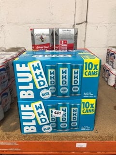 (COLLECTION ONLY) QTY OF ASSORTED ALCOHOLIC BEVERAGES TO INCLUDE WKD BLUE CANNED DRINKS - EACH CAN 250ML 4% ALC VOL (WE OPERATE A CHALLENGE 25 POLICY. 18+ ID MAY BE REQUIRED UPON COLLECTION/DELIVERY,