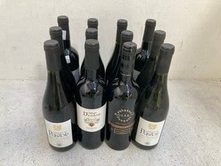 12 X BOTTLES OF ASSORTED WINES TO INCLUDE CHÂTEAU DROLOU CORBIERS 2022 75CL ALC 13.5% (WE OPERATE A CHALLENGE 25 POLICY. 18+ ID MAY BE REQUIRED UPON COLLECTION/DELIVERY, E.G. A VALID PASSPORT OR PHOT