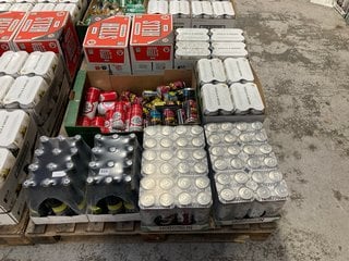 (COLLECTION ONLY) PALLET OF ASSORTED ALCOHOLIC BEVERAGES TO INCLUDE HOBGOBLIN RUBY BEER PINT CANS 568ML 4.5% ALC VOL - BBE 31/08/25 (WE OPERATE A CHALLENGE 25 POLICY. 18+ ID MAY BE REQUIRED UPON COLL