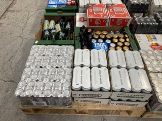 (COLLECTION ONLY) PALLET OF ASSORTED ALCOHOLIC BEVERAGES TO INCLUDE HOBGOBLIN RUBY BEER PINT CANS 568ML 4.5% ALC VOL - BBE 31/08/25 (WE OPERATE A CHALLENGE 25 POLICY. 18+ ID MAY BE REQUIRED UPON COLL