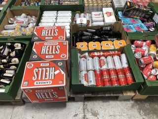 (COLLECTION ONLY) PALLET OF ASSORTED ALCOHOLIC BEVERAGES TO INCLUDE CAMDEN HELLS LAGER 660ML 4.6% ALC VOL - BBE AUG 25 (WE OPERATE A CHALLENGE 25 POLICY. 18+ ID MAY BE REQUIRED UPON COLLECTION/DELIVE