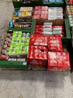 (COLLECTION ONLY) PALLET OF ASSORTED ALCOHOLIC BEVERAGES TO INCLUDE BREWDOG WINGMAN SESSION IPA 330ML 4.3% ALC VOL - BBE 15/07/25 (WE OPERATE A CHALLENGE 25 POLICY. 18+ ID MAY BE REQUIRED UPON COLLEC