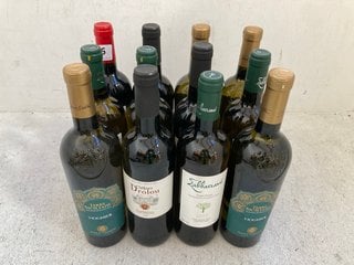 12 X BOTTLES OF ASSORTED WINES TO INCLUDE TERRE SICILIANE 2022 WHITE WINE 75CL ALC 12.5% (WE OPERATE A CHALLENGE 25 POLICY. 18+ ID MAY BE REQUIRED UPON COLLECTION/DELIVERY, E.G. A VALID PASSPORT OR P