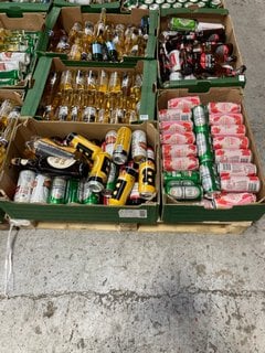 (COLLECTION ONLY) PALLET OF ASSORTED ALCOHOLIC BEVERAGES TO INCLUDE BODDINGTONS DRAUGHT BITTER 440ML 3.4% ALC VOL - BBE JUN 25 (WE OPERATE A CHALLENGE 25 POLICY. 18+ ID MAY BE REQUIRED UPON COLLECTIO