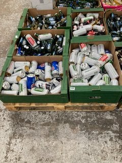 (COLLECTION ONLY) PALLET OF ASSORTED ALCOHOLIC BEVERAGES TO INCLUDE BUDWEISER BOTTLED LAGER 300ML 4.5% ALC VOL - BBE MAY 25 (WE OPERATE A CHALLENGE 25 POLICY. 18+ ID MAY BE REQUIRED UPON COLLECTION/D