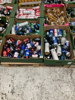 (COLLECTION ONLY) PALLET OF ASSORTED ALCOHOLIC BEVERAGES TO INCLUDE BUDWEISER BOTTLED LAGER 300ML 4.5% ALC VOL - BBE MAY 25 (WE OPERATE A CHALLENGE 25 POLICY. 18+ ID MAY BE REQUIRED UPON COLLECTION/D