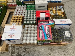 (COLLECTION ONLY) PALLET OF ASSORTED ALCOHOLIC BEVERAGES TO INCLUDE AU VODKA BLUE RASPBERRY 330ML ALC 5% - BBE DEC 25 (WE OPERATE A CHALLENGE 25 POLICY. 18+ ID MAY BE REQUIRED UPON COLLECTION/DELIVER