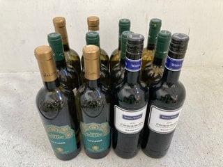 12 X BOTTLES OF ASSORTED WINES TO INCLUDE TERRE SICILIANE VIOGNIER 2022 WHITE WINE 75CL ALC 12.5% (WE OPERATE A CHALLENGE 25 POLICY. 18+ ID MAY BE REQUIRED UPON COLLECTION/DELIVERY, E.G. A VALID PASS