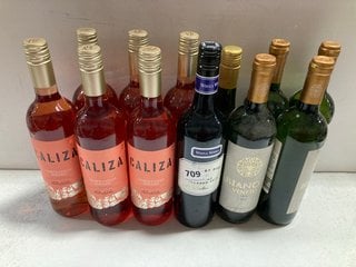 12 X ASSORTED BOTTLES OF WINE TO INCLUDE CALIZA TEMPRANILLO ROSADO ROSE WINE 75CL ALC 13.5% (WE OPERATE A CHALLENGE 25 POLICY. 18+ ID MAY BE REQUIRED UPON COLLECTION/DELIVERY, E.G. A VALID PASSPORT O